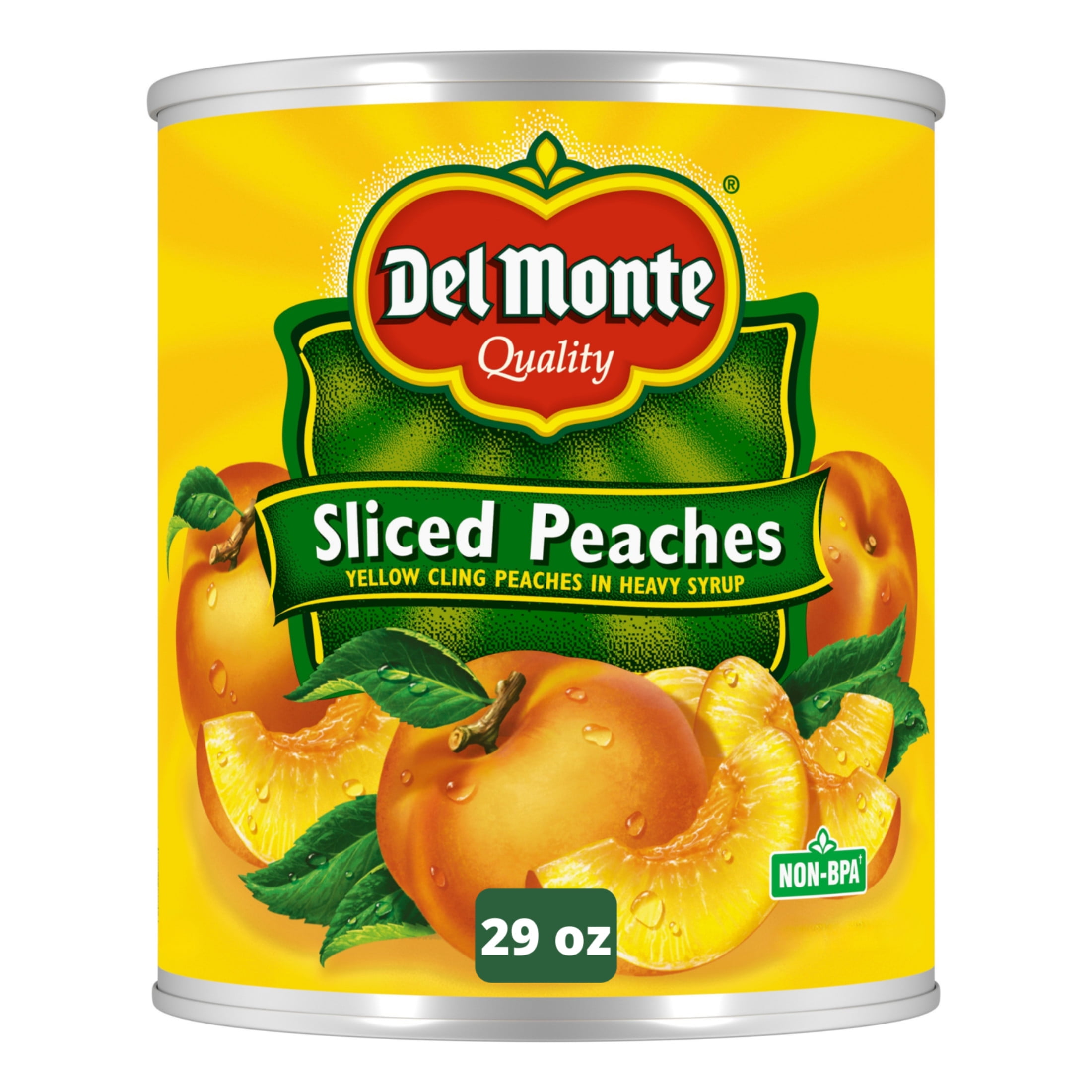 (4 pack) Del Monte Sliced Peaches in Heavy Syrup, Canned Fruit, 29 oz Can