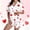 Red(New), variant on PNTUTB Fashion Women's Heart Print Casual Collared Pocket Short Sleeve Top with Elastic Waist Shorts Pajama Set