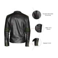 thumbnail image 6 of NomiLeather black leather jacket | mens leather jacket and genuine leather jacket men (Black With Green Strip ) XXX-Large, 6 of 7
