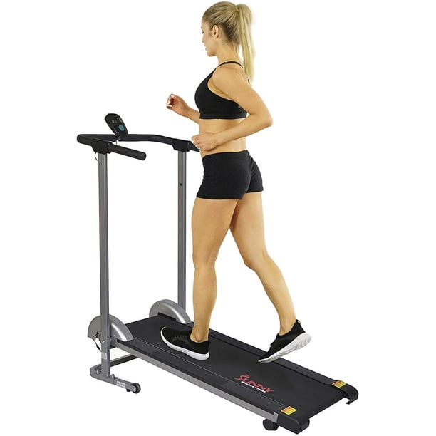 Sunny Health & Fitness SF-T1407M Manual Walking Treadmill, Gray