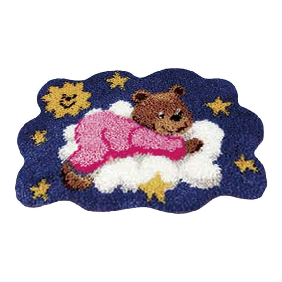 Wxqbjtam DIY Latch Hook Rug Kits Needlework Rug Making Crochet Stitching Thread Tool Bear Bear Pink