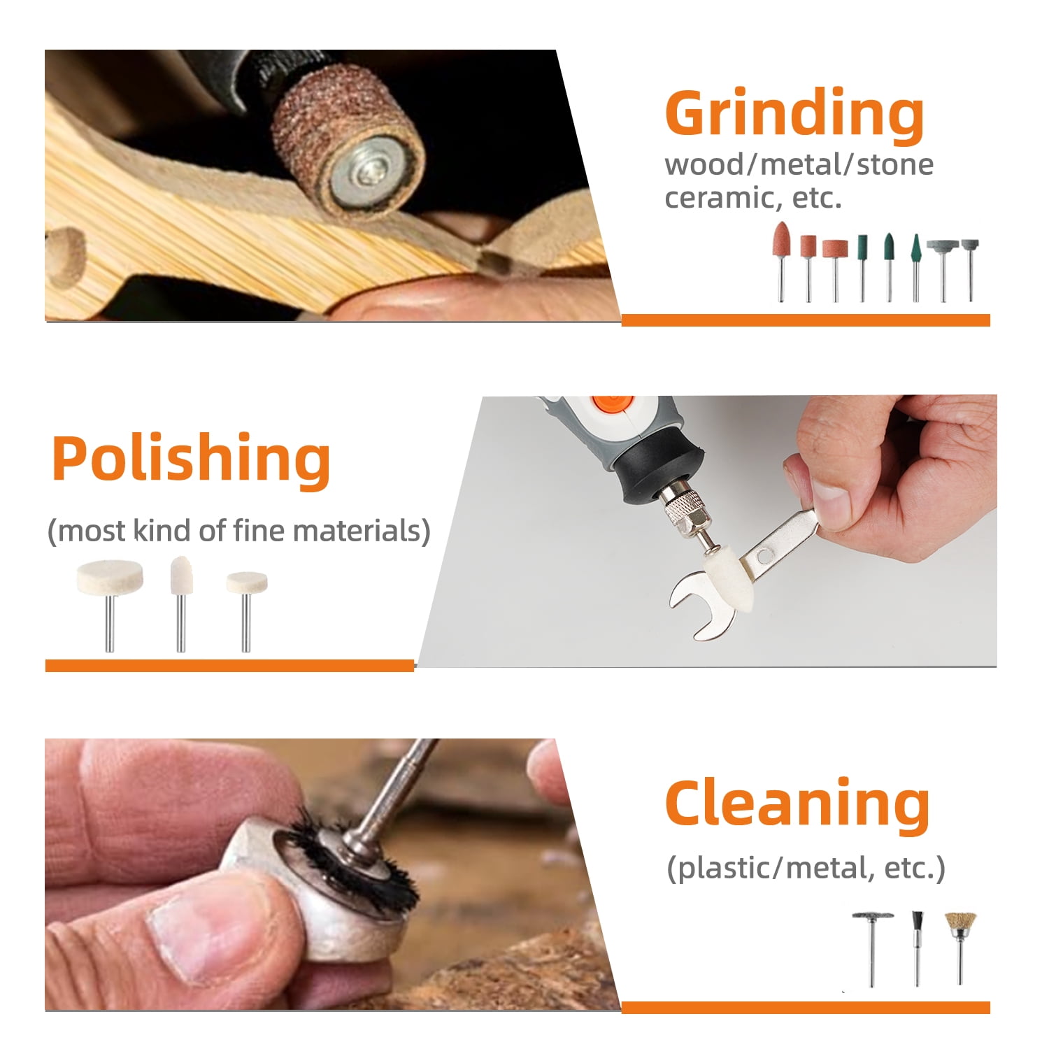 516PCS Rotary Tool Accessories Kit, Rotary Tool Bits for Easy Cutting, 1/8-in Shank Rotary Tool Kit, Sanding, Grinding, Carving, Polishing, Drilling and Engravingm，Grinding with Portable Storage Case
