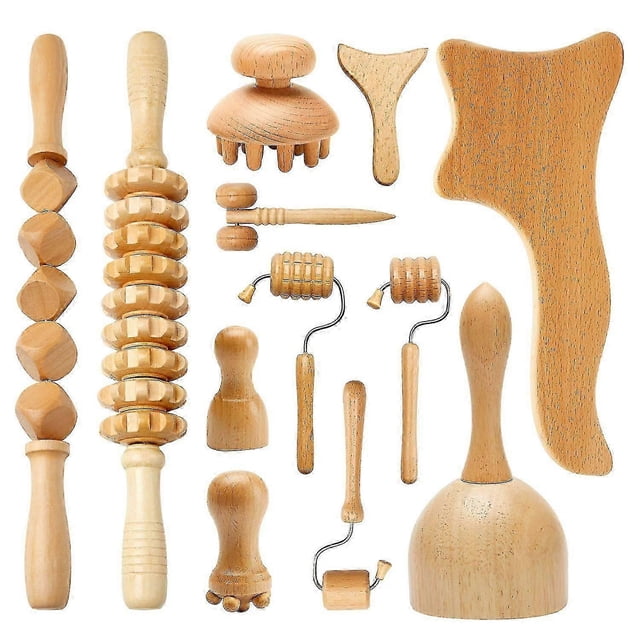 12 In 1 Maderoterapia Kit Wood Therapy Massage Tool Anti-cellulite Massager Set
