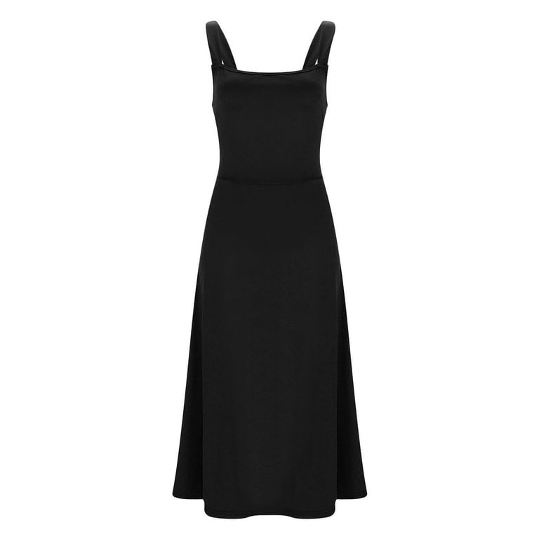 Fsqjgq Summer Dress Wrap Dress Party Dress Women Dresses Summer Solid Thick  Shoulder Strap Slim Fit Lace Up Waist Dress Casual Skirt Boho Vacation  Dresses Flowy Tiered Beach Vacation Dress 2XS -