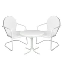 3-Piece Retro Metal Tulip Chairs and Side Table Outdoor Set White
