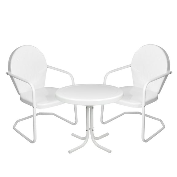 3-Piece Retro Metal Tulip Chairs and Side Table Outdoor Set White