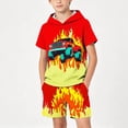 thumbnail image 5 of Atogsazn Kids Boys Summer Clothes Set Childrens Printed Short Sleeve Hooded Shirts & Shorts Outfit Hoodies Red 5-6 Years Fashion, 5 of 7