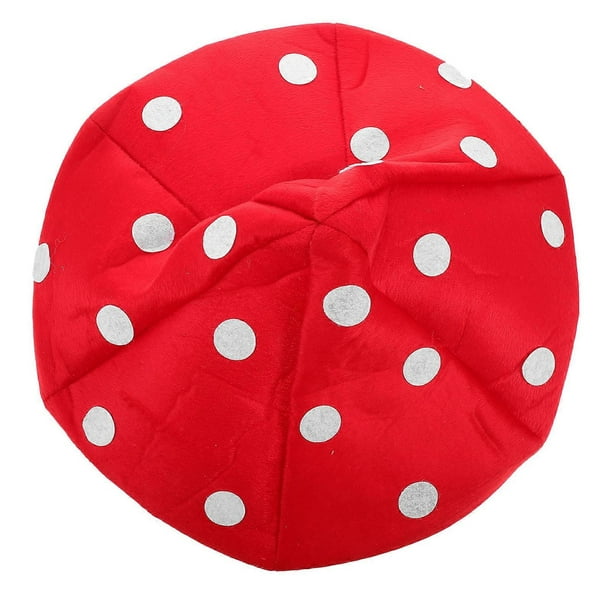 Plush Mushroom Beret Hat for Adults Funny Spotted Headpiece for Cosplay, Festivals, and Stage Performances Creative Costume Accessory
