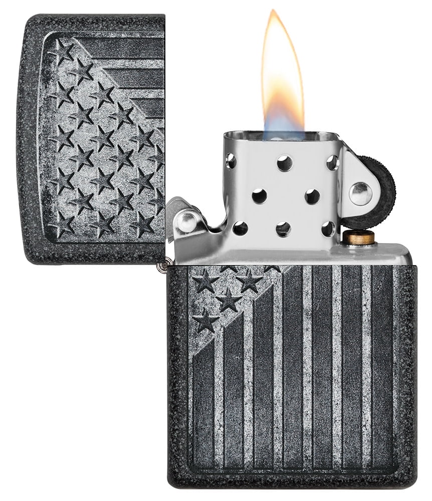 Zippo Stars and Stripes Design Iron Stone Pocket Lighter