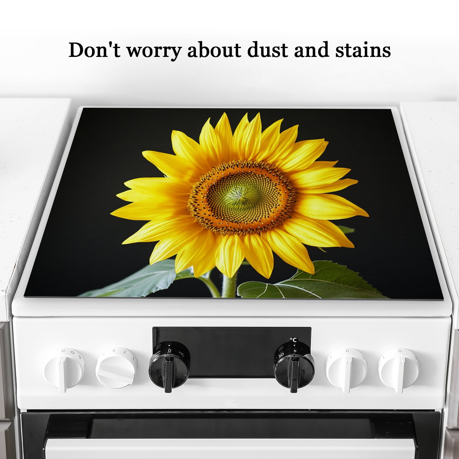 Cover for Stove Top Electric Flat Top, Blooming Sunflower Paint Oven Protector Mat, Glass Induction Cooktop Protector mat, Range Cover Expands Usage Spaces for Kitchen RV (28×20 Inch)