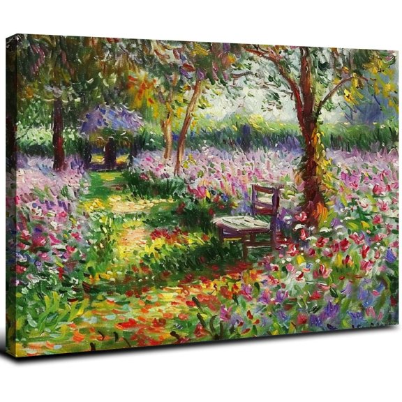 Acheng Large Canvas Wall Art Irises in Monet's Garden by Claude Monet Canvas Picture Prints Wall Decor 30" x 40" Canvas Artwork for Home Bedroom Living Room Decoration Framed Ready to Hang 20x16inch