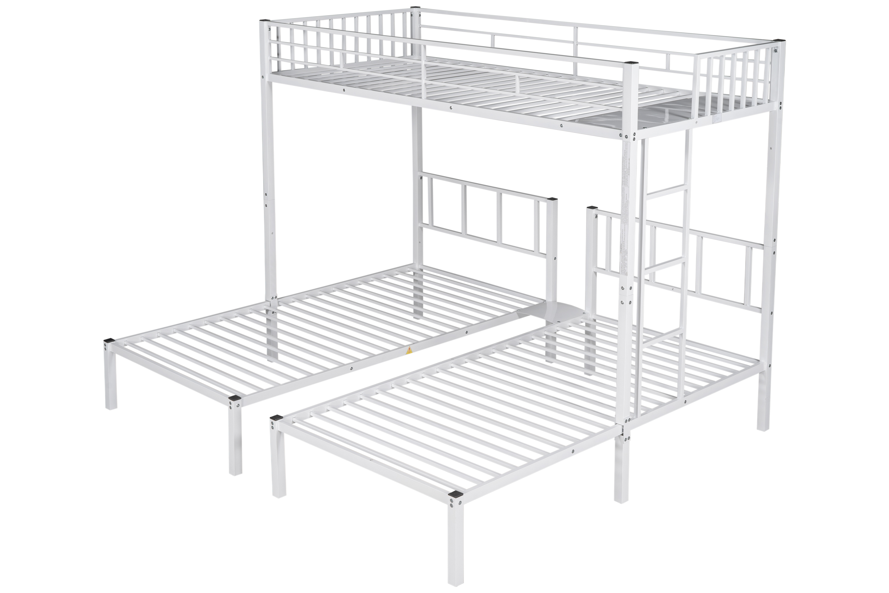 White Triple Twin Bunk Bed, Can Be Separated Into 3 Twin Beds, Suitable for Bedroom Living Room Dorm, 91.73"L x 77.95"W x 72.05"H, for Kids Adults Teens【2022 New】 - image 4 of 9