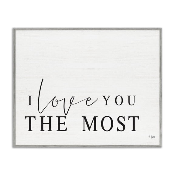 Stupell Industries Transitional Love The Most Black And White Family Word Design Gray Framed Giclee Art, 14 x 11, by Jaxn Blvd.