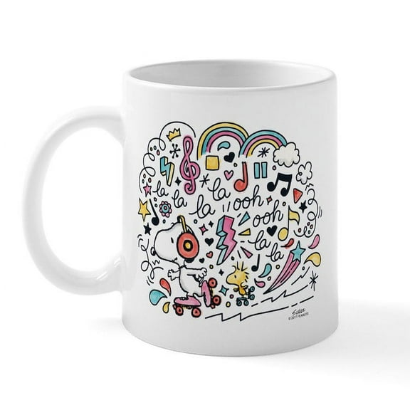 CafePress - Snoopy Skating To Music - 11 oz Ceramic Mug - Novelty Coffee Tea Cup