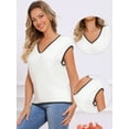 thumbnail image 2 of DARING DIVA V Neck Sweater Vest Fall Winter Pullover Tops S White, 2 of 6