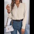 thumbnail image 4 of Blusa Plisada de Larga con Cuello en V para Mujer, Ideal para Oficina Albaricoque XL, 4 of 8