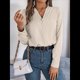 thumbnail image 4 of Blusa Plisada de Larga con Cuello en V para Mujer, Ideal para Oficina Albaricoque XXL, 4 of 8