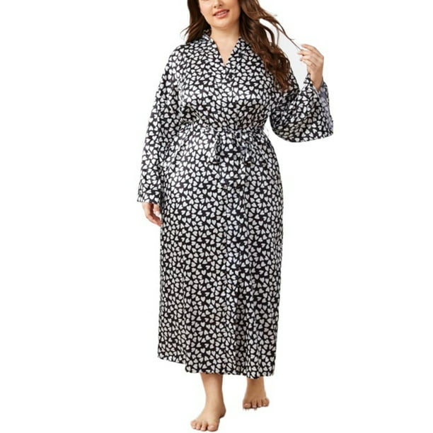 Plakater Alvorlig Pengeudlån Plus Size Baggy Pajamas Nightgown Bathrobe Robe For Women Long Sleeve Wrap  Night Shirt Floral Nightdress Sleepwear Size 1XL-4XL - Walmart.com
