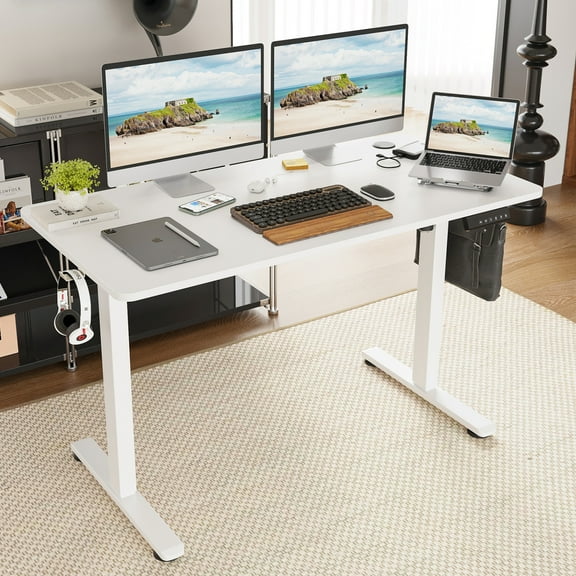 48" Electric Standing Desk, Sit-Stand Adjustable, with Splice Board, Metal & Wood Construction, 4 Memory Height Settings, for Home & Office, Promotes Healthy Efficient Work, Multiple Styles Available