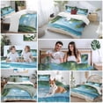 thumbnail image 5 of 3 Piece Coastal Ocean Duvet Cover Set Full Size,Microfiber Comforter/Quilt Cover with Corner Ties and 2 Pillowcases,Sandy Beach Coconut Tree Blue Sky Scenery All Season Bedding with Zipper Closure, 5 of 8