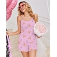 thumbnail image 3 of Ekouaer Pajama Sets for Women 2 Piece Camisole Pjs Cute Print Sleepwear Ribbed Sexy Tank Top with Shorts, 3 of 6