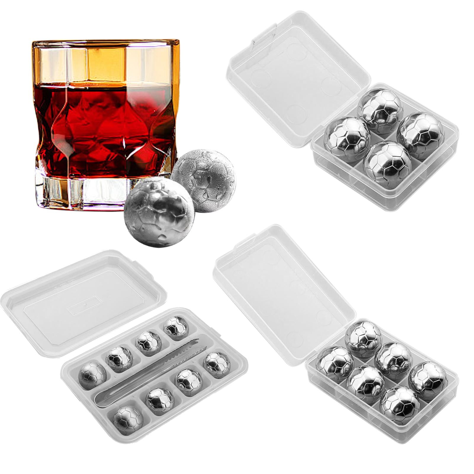4/6Pcs Stainless Steel Reuseable Whisky Ice Cubes Drink Chilling Stones 