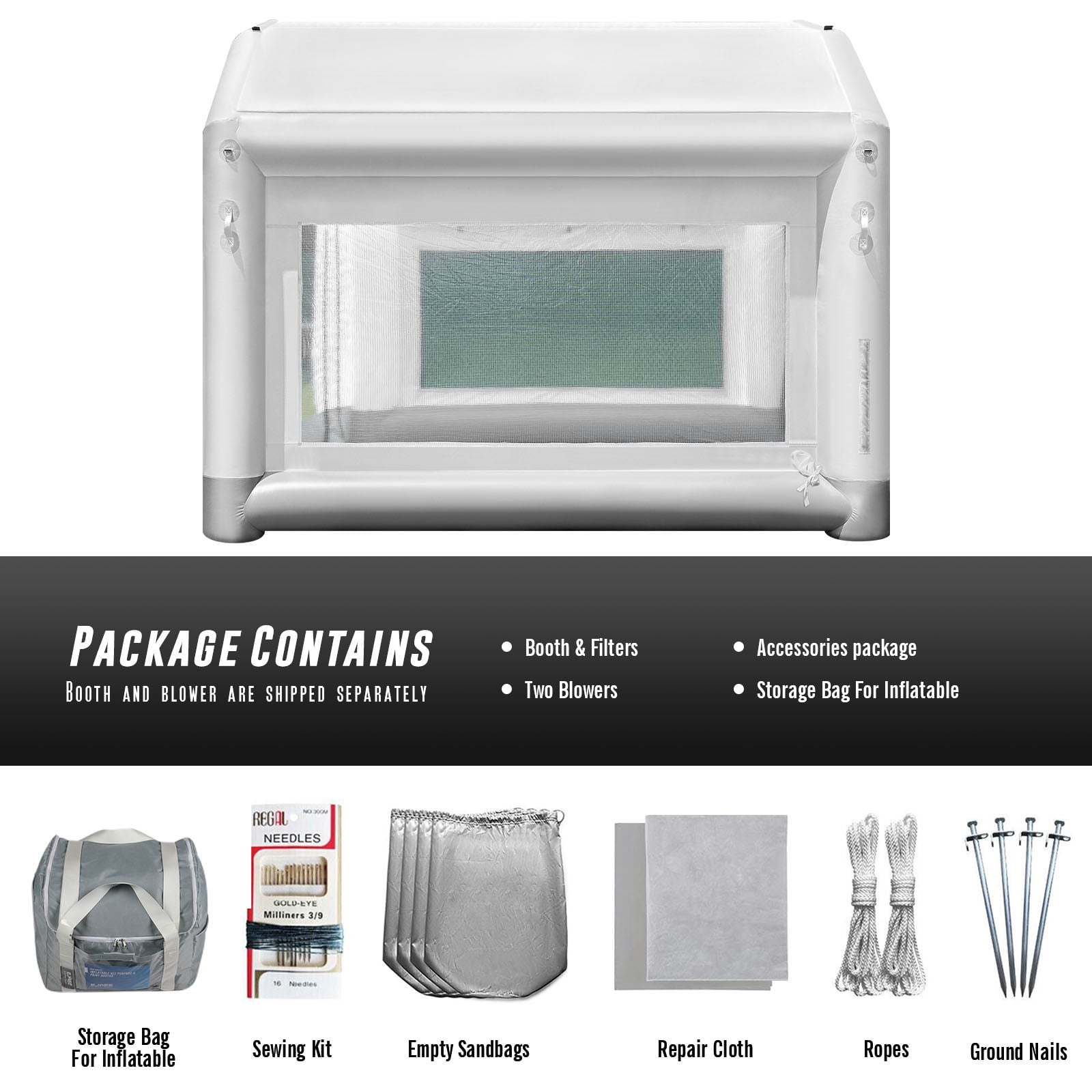 EJAEE Silver Series 12x10x10 All Purpose Inflatable Paint Booth w/ Blowers& Filters
