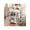 White and natural wood-colored ceiling panels, variant on Rolling Wooden Kitchen Island Cart with Drawer & Storage Cabinet & 3 Spice Racks, Portable Trolley Island with Thick Wood Top for Kitchen Dining Room, White and Natural Wood