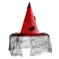 thumbnail image 2 of Spider Decor Witch Hat With Lace Brim Halloween Cosplay Dress Up Party Accessory Red One Size, 2 of 7