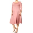 thumbnail image 2 of Women's Casual Plus Size Loose Fit 3/4 Sleeve Jersey Knit A-Line Solid Midi Dress, 2 of 4