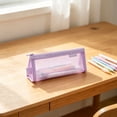 thumbnail image 5 of Pencil Case,Cosmetic Bag Cute Pencil Case,Multi-Color Clear Pencil Case,Portable Office Stationery Pouch for Students Adults Office Classroom,Clear Exam Pencil Pouch,Mesh Zipper Pen Pouch,Purple, 5 of 8
