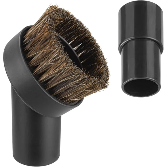 Vacuum Attachments & Brushes, Horsehair Round Brush with 1-1/4 to 1-3/8 Inch Vacuum Hose Adapter, Vacuum Brush Attachment for Shark and Shop Vac Attachments and Most Household Vacuum Cleaners