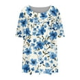 thumbnail image 6 of Xysaqa Plus Size Womens Tops Floral Printed Short Sleeves Tunic Blouses Summer Crewneck Pleated Loose Casual T Shirts 3X 4X 5X, 6 of 6