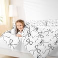 thumbnail image 3 of Erosebridal Kawaii Ribbon Bow Twin Bedding Sets 7-Piece For Teens,Kids Girls Black White Bowknot Bedding Comforter Set,Microfiber Bedroom Decor, 3 of 6