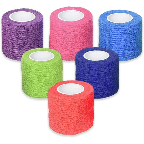 Ever Ready First Aid Self Adherent Cohesive Adhesive Bandage, Rainbow Colors, 2" x 5', 36 Count