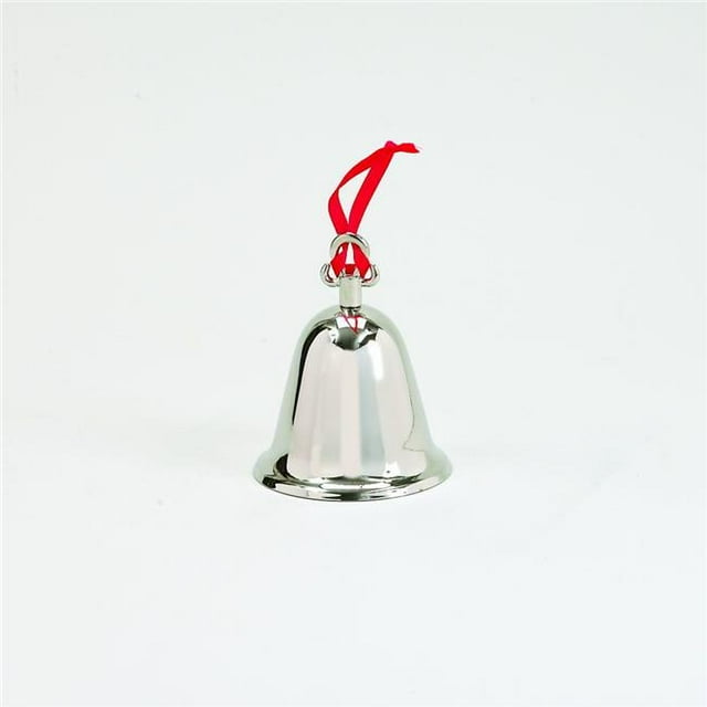 Creative Gifts International 003259 3.25 in. Nickel Plated Bell with Red Ribbon