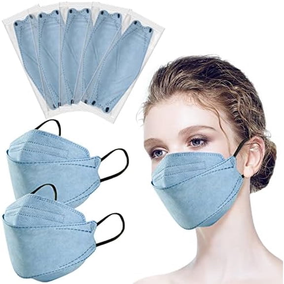 100Pcs KF94 Masks, Individually Wrapped 3D Fish Type Masks for Adult, 4 Layer Protective Face Mask