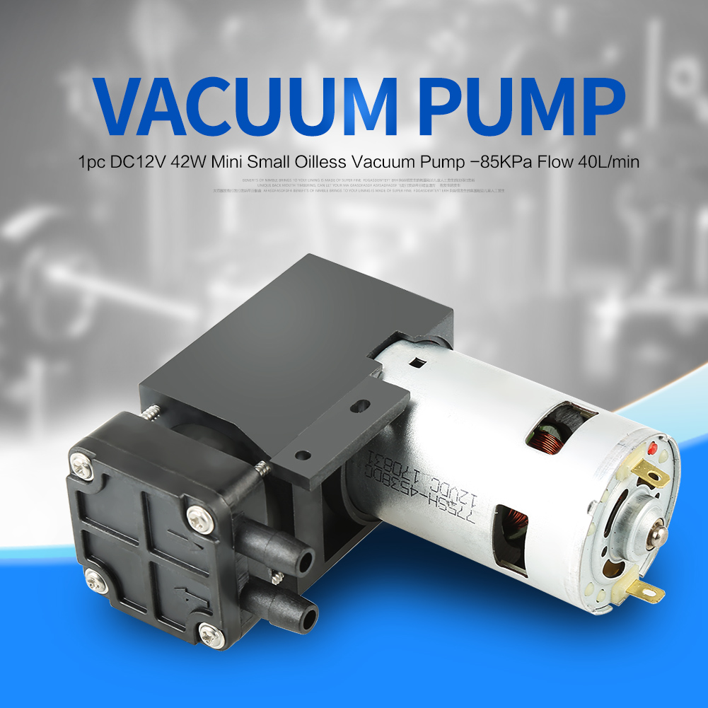 Peahefy Oilless Pump, Vacuum Pump,1pc DC12V 42W Mini Small Oilless Vacuum Pump 85KPa Flow 40L