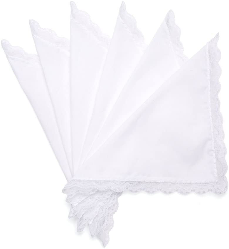 YouCY 10pcs DIY Lace Handkerchief White Mini Cotton Handkerchiefs Wedding Party Gift Square 
