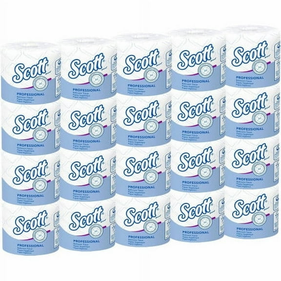 Scott Essential Standard Roll Bathroom Tissue for Business, Septic Safe, Convenience Carton, 2-Ply, White, 550/Roll, 20 Rolls/CT, Each