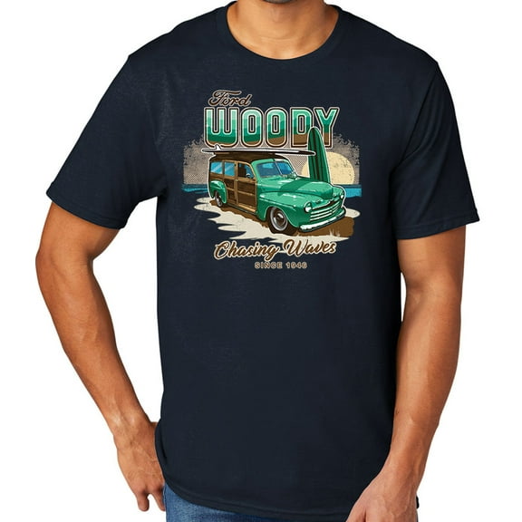 Woody Chasing Waves Men's TriBlend Tee Shirt, Small Deep Navy Blue