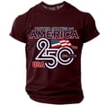 thumbnail image 2 of LNZGNM American Flag Shirts for Men 250th Anniversary Short Sleeve T-Shirts Crewneck Patriotic Shirts Stylish Summer Tee Shirts,Wine 5XL, 2 of 4