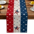 thumbnail image 2 of Burlap Table Runner 70 Inches Long,Patriotic Independence Day Red White Blue Stripe Non-Slip Kitchen Table Runners for Dining Room Everyday Use Party Table Decorations Rustic Star on Cotton, 2 of 9