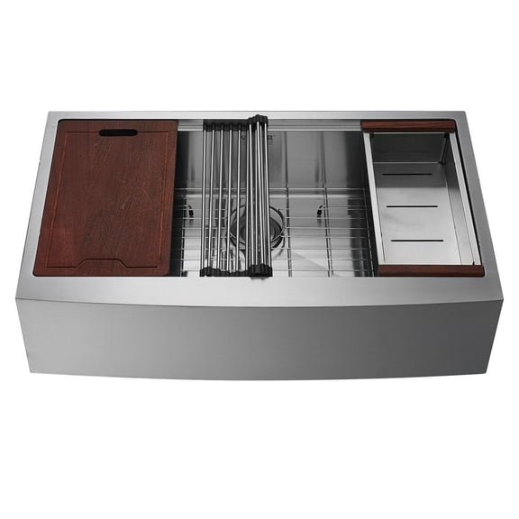 Farmhouse Kitchen Sink 30 Inch, Stainless Steel Drop-In Sink Single Bowl with Ledge