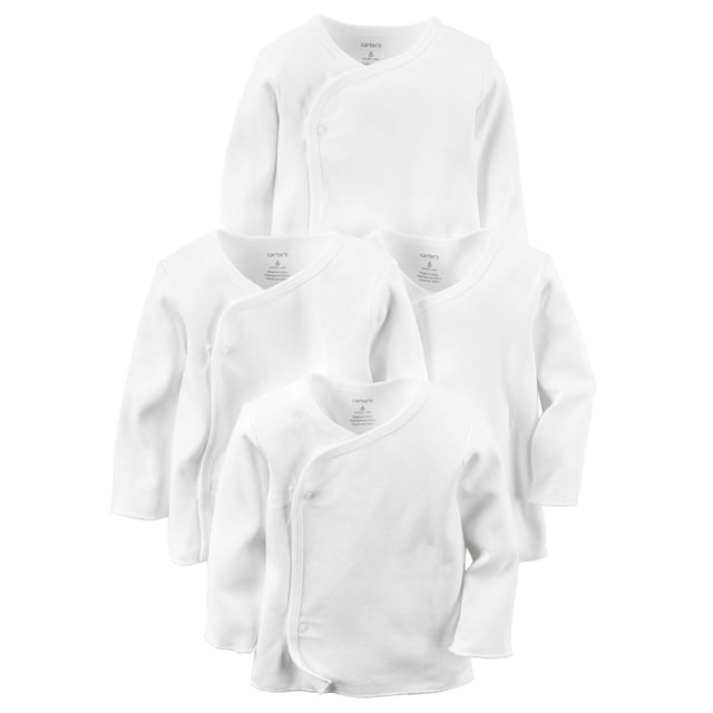 Carter's 4-Pack Kimono Side-Snap Tees- White -3 Months