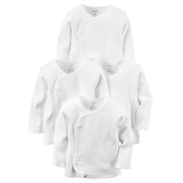Carter's Carter's Unisex Baby Side Snap Long Sleeve Shirts 4 Pack White 6 Months Walmart
