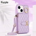 thumbnail image 2 of for iPhone 14 Plus 6.7" Detachable Shoulder Strap Wallet Case, with Card Slots & 360-degree Rotation Stand Ring Flip Premium PU Leather Protective Cover Lanyard for Women Girls, Purple, 2 of 11