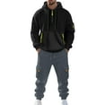 thumbnail image 2 of MLQIDK Mens Big and Tall Track Suits 2 Piece Set Athletic Workout Gym Casual Fleece Hoodie and Cargo Sweatpants Sweatsuits Winter Jogging Sweat Suits Lounge Outfit White S, 2 of 5