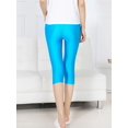 thumbnail image 4 of Neon Short Pants Leggings Shiny Polyester Spandex Capris Colorful High Elastic Casual, 4 of 5