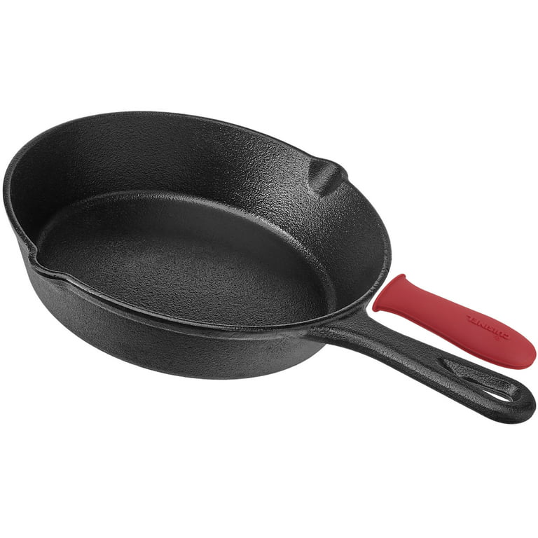 Pre-Seasoned Cast Iron Skillet (8-Inch) W/Glass Lid and silicone